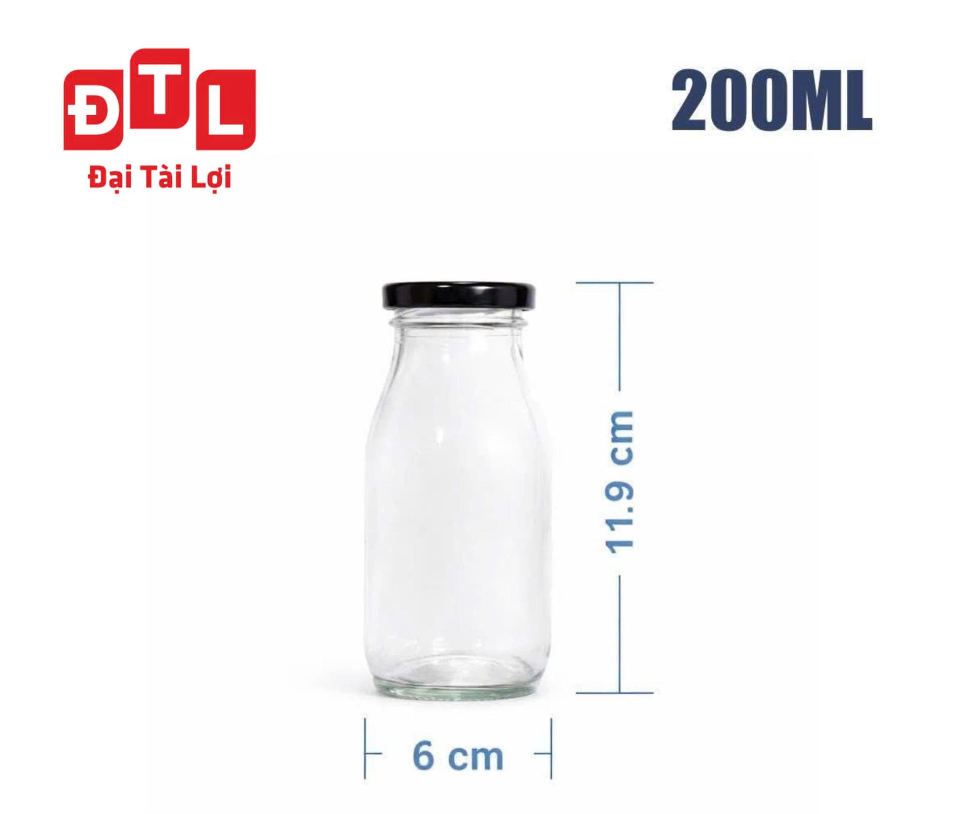 Chai sữa thuỷ tinh 200ml JD (Hình 1)
